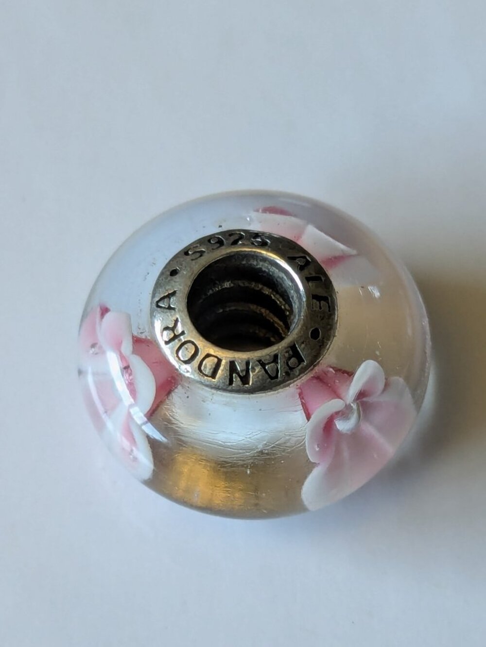 Pandora Cherry Blossom Murano Glass Charm Sterling Silver (Retired) - Picture 3 of 5